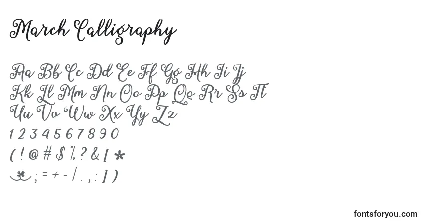 Шрифт March Calligraphy   (133563) – алфавит, цифры, специальные символы