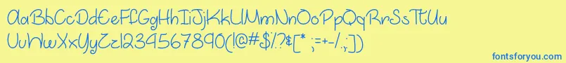 フォントMarch into Spring   – 青い文字が黄色の背景にあります。