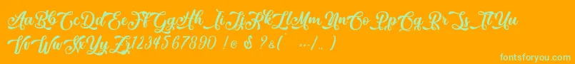 March Lovers   Personal Use-Schriftart – Grüne Schriften auf orangefarbenem Hintergrund