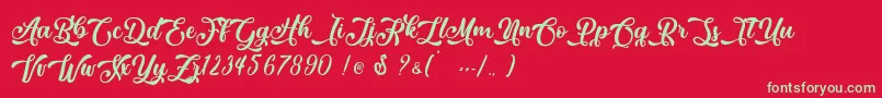Czcionka March Lovers   Personal Use – zielone czcionki na czerwonym tle