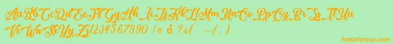 March Lovers   Personal Use Font – Orange Fonts on Green Background