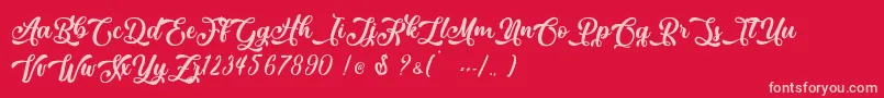 March Lovers   Personal Use Font – Pink Fonts on Red Background