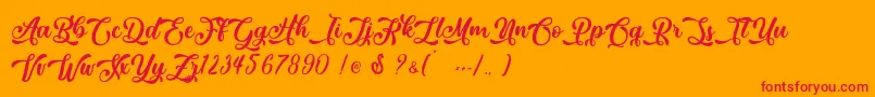 March Lovers   Personal Use-Schriftart – Rote Schriften auf orangefarbenem Hintergrund