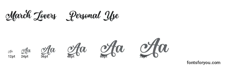 March Lovers   Personal Use Font Sizes