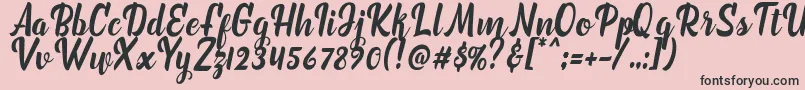 marchelina script-Schriftart – Schwarze Schriften auf rosa Hintergrund