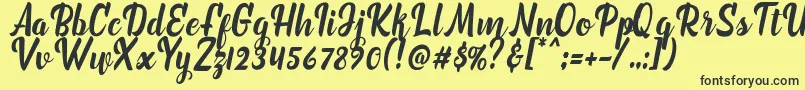 marchelina script Font – Black Fonts on Yellow Background