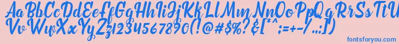 marchelina script Font – Blue Fonts on Pink Background