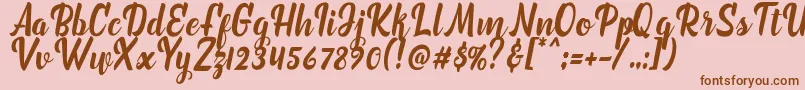 marchelina script Font – Brown Fonts on Pink Background