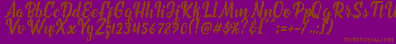 marchelina script Font – Brown Fonts on Purple Background