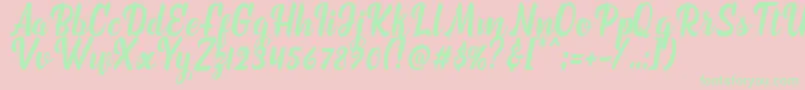 marchelina script Font – Green Fonts on Pink Background