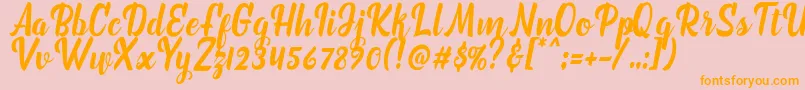 marchelina script Font – Orange Fonts on Pink Background
