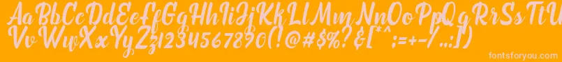 marchelina script Font – Pink Fonts on Orange Background