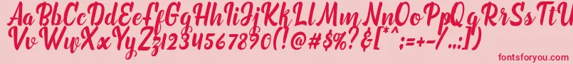 marchelina script Font – Red Fonts on Pink Background