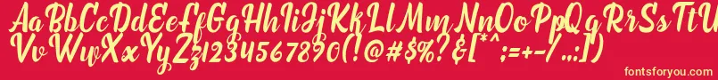 marchelina script Font – Yellow Fonts on Red Background