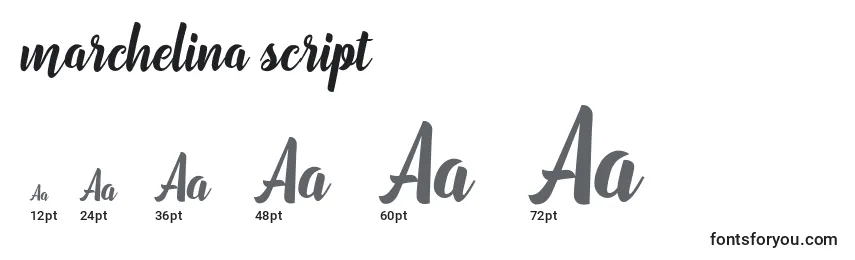 Marchelina script Font Sizes