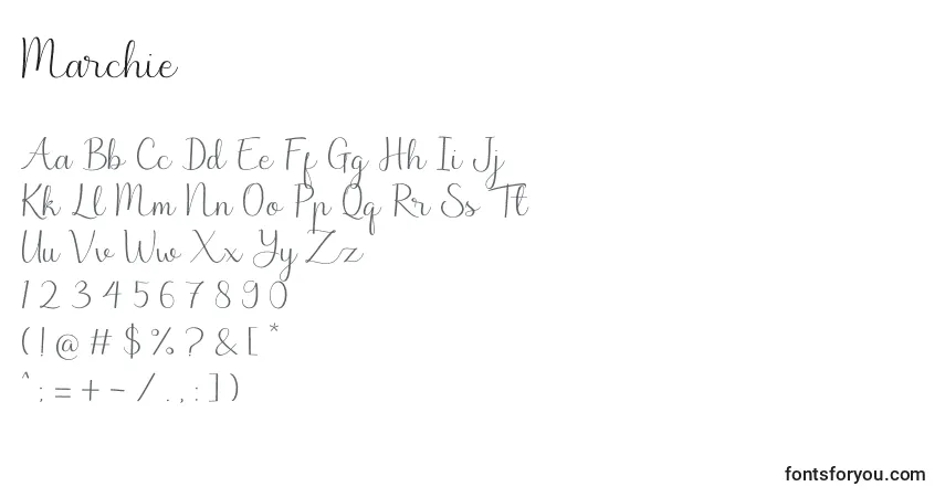 Schriftart Marchie – Alphabet, Zahlen, spezielle Symbole