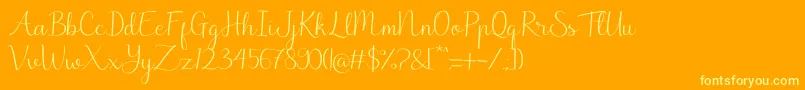 Marchie-Schriftart – Gelbe Schriften auf orangefarbenem Hintergrund