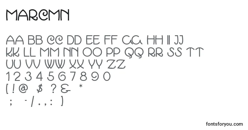 A fonte MARCMN   (133569) – alfabeto, números, caracteres especiais