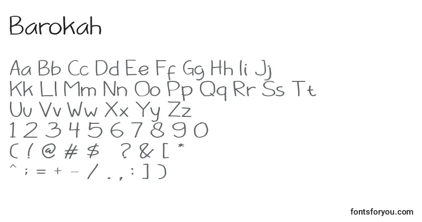Schriftart Barokah – Alphabet, Zahlen, spezielle Symbole