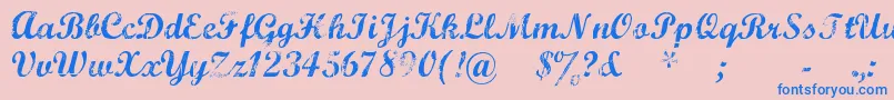 Marcsc   -Schriftart – Blaue Schriften auf rosa Hintergrund