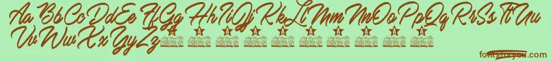 Mardi Gras Personal Use-Schriftart – Braune Schriften auf grünem Hintergrund