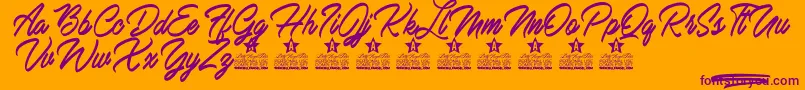 Mardi Gras Personal Use-Schriftart – Violette Schriften auf orangefarbenem Hintergrund