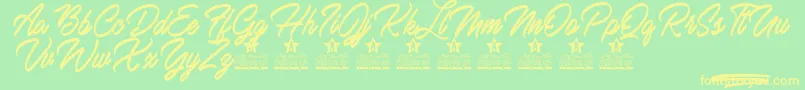 Шрифт Mardi Gras Personal Use – жёлтые шрифты на зелёном фоне