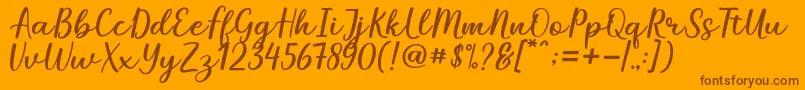 Mareline-Schriftart – Braune Schriften auf orangefarbenem Hintergrund