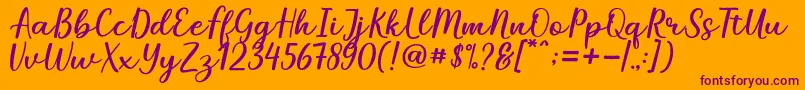 Mareline-Schriftart – Violette Schriften auf orangefarbenem Hintergrund