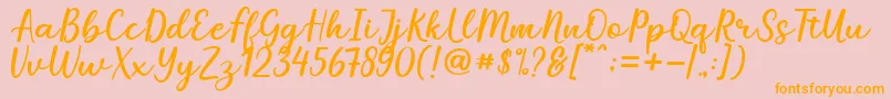 Mareline-Schriftart – Orangefarbene Schriften auf rosa Hintergrund