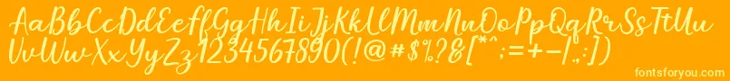 Mareline-Schriftart – Gelbe Schriften auf orangefarbenem Hintergrund