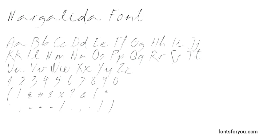 Schriftart Margalida Font – Alphabet, Zahlen, spezielle Symbole