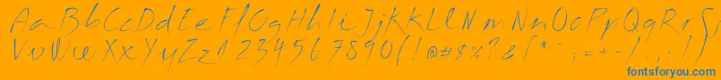 Margalida Font-Schriftart – Blaue Schriften auf orangefarbenem Hintergrund