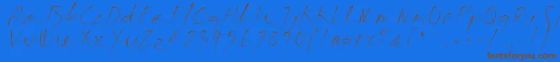 フォントMargalida Font – 茶色の文字が青い背景にあります。