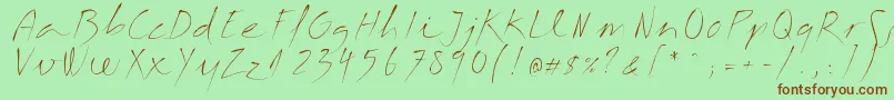 フォントMargalida Font – 緑の背景に茶色のフォント