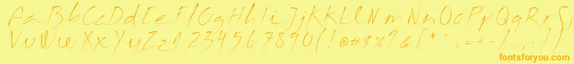 フォントMargalida Font – オレンジの文字が黄色の背景にあります。