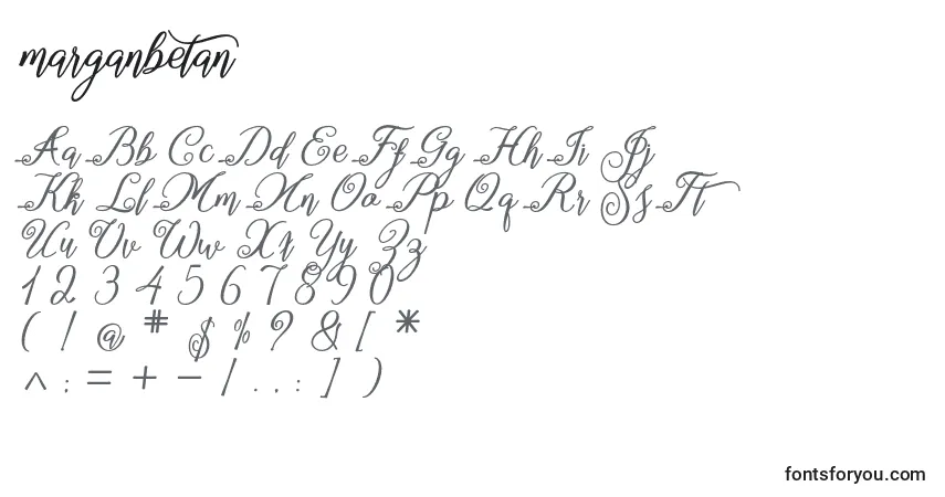 Шрифт Marganbetan – алфавит, цифры, специальные символы
