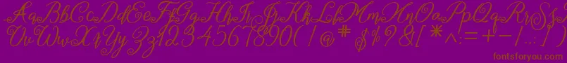 marganbetan-Schriftart – Braune Schriften auf violettem Hintergrund