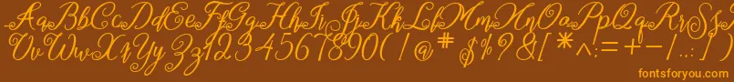 marganbetan-Schriftart – Orangefarbene Schriften auf braunem Hintergrund