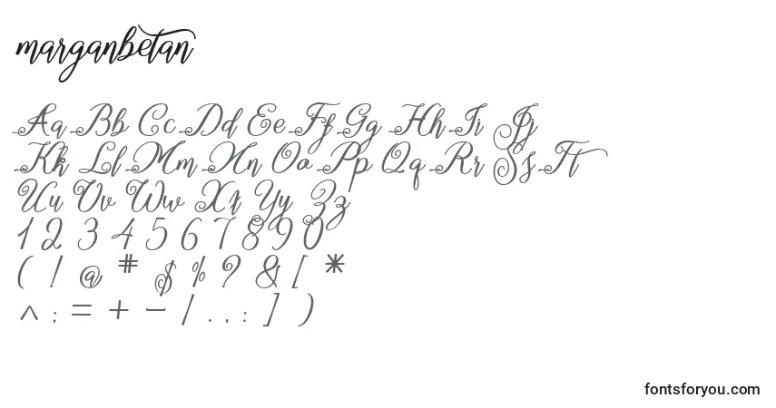Czcionka Marganbetan (133577) – alfabet, cyfry, specjalne znaki