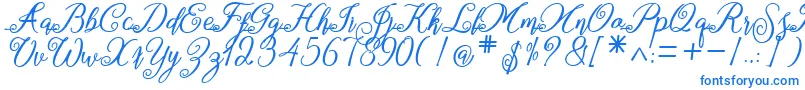 marganbetan-Schriftart – Blaue Schriften auf weißem Hintergrund