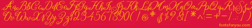 marganbetan-Schriftart – Orangefarbene Schriften auf rotem Hintergrund