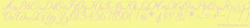 marganbetan-Schriftart – Rosa Schriften auf gelbem Hintergrund