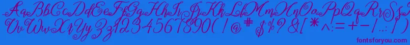marganbetan Font – Purple Fonts on Blue Background