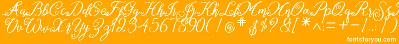 marganbetan-Schriftart – Weiße Schriften auf orangefarbenem Hintergrund