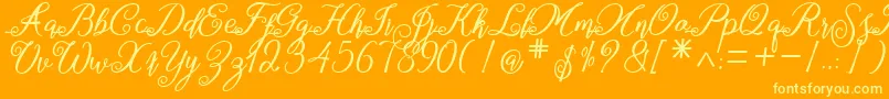 フォントmarganbetan – オレンジの背景に黄色の文字