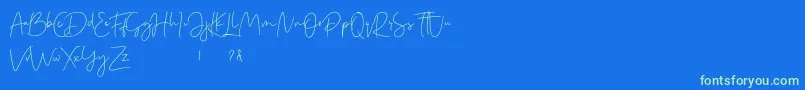 Weitere Informationen zur margareth demo-Schriftart margareth demo-Schriftart – Grüne Schriften auf blauem Hintergrund