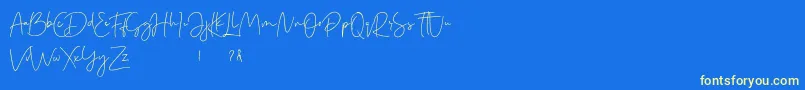 フォントmargareth demo – 黄色の文字、青い背景