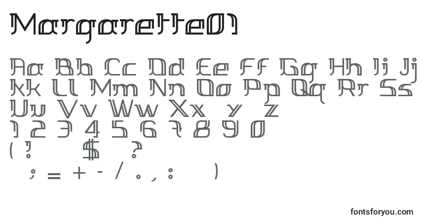 Margarette01-fontti – aakkoset, numerot, erikoismerkit