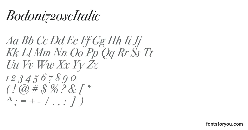 Bodoni72oscItalic-fontti – aakkoset, numerot, erikoismerkit